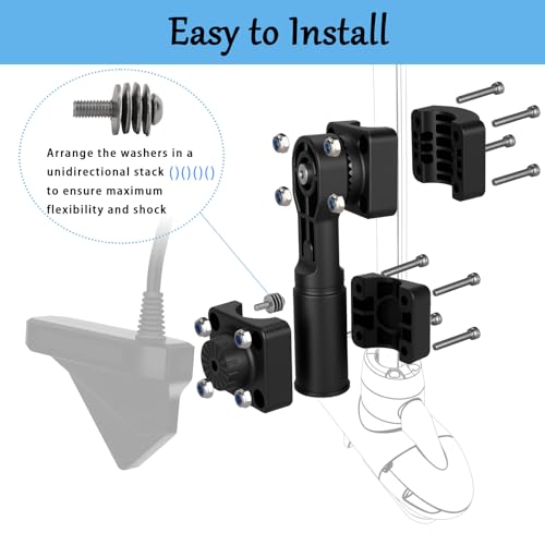 VINmounts 0 Degree Mount Compatible with LVS32,MultiMode Transducer Mount for Pole & Trolling Motor Shaft