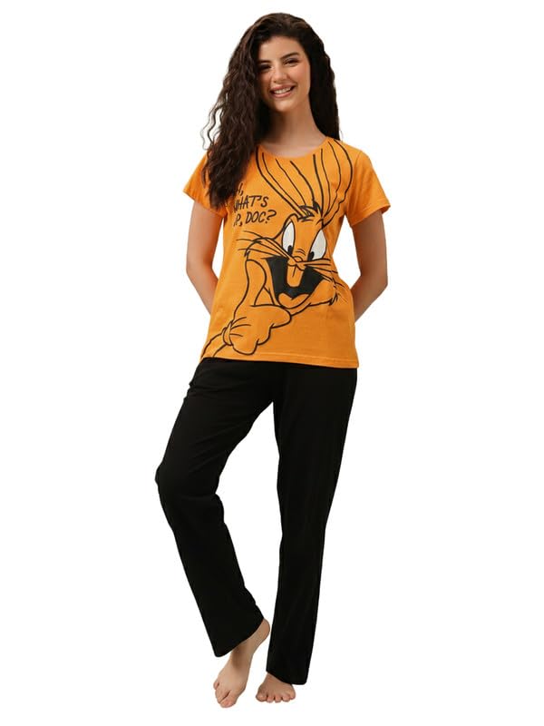 clovia Women's Cotton Printed Top and Pyjama Nightsuit Set-picture-27