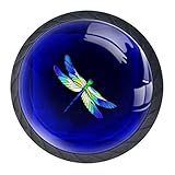 for Home Wardrobe Office Kitchen Dresser and Cupboard Round Cabinet Knobs 4pcs Glass DIY Painting...