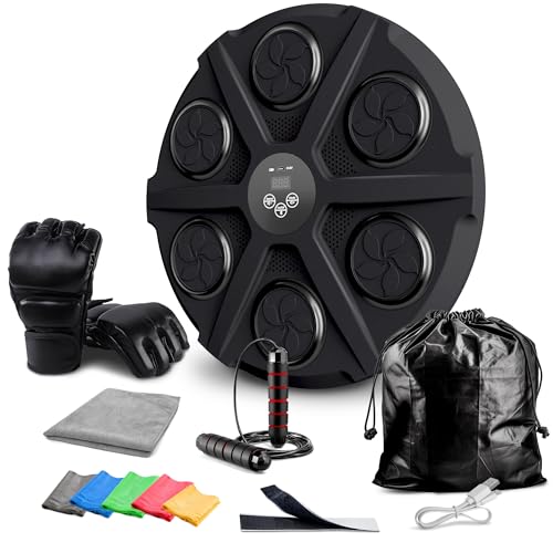Ezero Maquina de Boxeo Musical Adulto con Bluetooth y LED – Entrenamiento de Boxeo Pared Musical con 12 Niveles y Cintas – Mejora Reflejos y Resistencia – Ideal para Casa, Principiantes y Avanzados