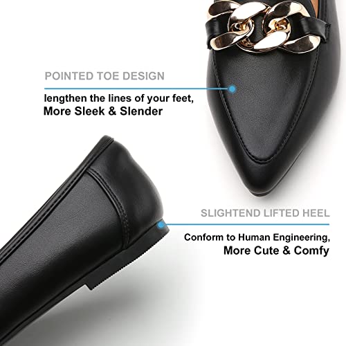 Tilocow Chain Flats Shoes, Loafers for Women Dressy Slip On Pointed Toe Flats, Work Shoes for Women3