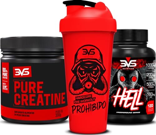3VS Nutrition Combo Creatina Monohidratada 300gr + Termogênico Hell 120caps + Garrafa Exclusiva
