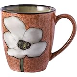 DRNKNSTX 12oz/350ml Ceramic Coffee Mug with Handle,Hand Painted Vintage Floral Cappuccino Cups, Suitable for Tea Cups,Colorful Stoneware Coffee Mugs and Drinking Cup,Ideal Gifts for Women and Men-Pink