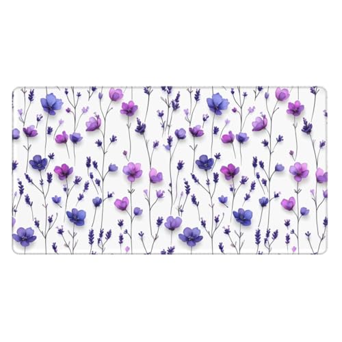 Tapis de souris de jeu avec bords cousus et base caoutchouc fleurs violettes