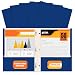 Blue Paper 2 Pocket Folders with Prongs, 50 Pack, by Better Office Products, Matte Texture, Letter Size Paper Folders, 50 Pack, with 3 Metal Prong Fastener Clips, Blue