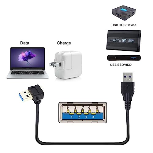 chenyang USB 3.0 Cable USB 3.0 Type A 90 Degree Down Angled Extension Data Cable 40cm, Black - Image 4