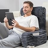 ENITYA Reading Pillow for Sitting in Bed Adult, 24in XXL Back Pillow for Bed Sitting up, Big Pockets & Built-in Arms, Back Support Chair Pillow for Watching TV/Reading/Gaming/Resting/Post Surgery,Grey