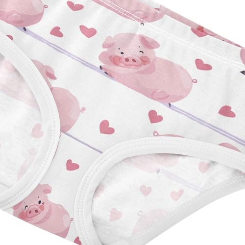 Wusikd Pink Cute Pigs Girls' Underwear Cotton Hearts Girls Briefs Soft Toddler Underwear 2T4