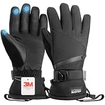 OutdoorMaster Ski Snow Gloves for Women & Men, 3M Thinsulate Waterproof Snowboard Gloves for Winter Warm Windproof Snowmobile with Double-Pocket