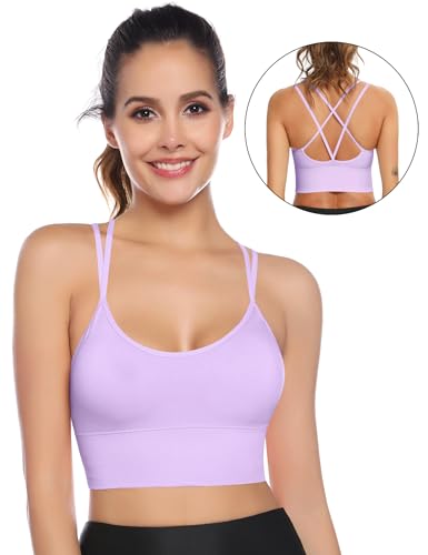 Image of Sykooria 3 Pack Strappy Sports Bra for Women Sexy Crisscross for Yoga Running Athletic Gym Workout Fitness Tank Tops