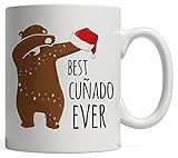 Best Cuñado Ever Mug! With a Funny & Cute Dabbing Bear, Wra