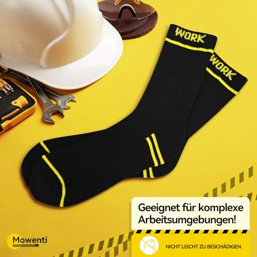 Mowenti Calze Uomo Calzini Termici Invernali Spugna Calzettoni Termiche Lunghe Lavoro Work Lunghi Cotone Socks Nero 43-46 10 Paia - 6