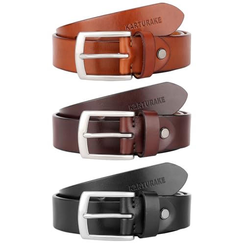 Premium Top-grain Men’s Leather Belt,Adjustable，Simple, Casual, Durable - 5mm Thickness, Aluminum Alloy Buckle3