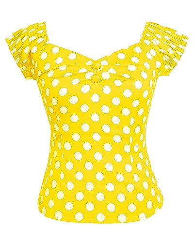 Image of YARN & INK Women's Rockabilly Tops 1950s Pinup Shirt Casual Off Shoulder Vintage Blouse