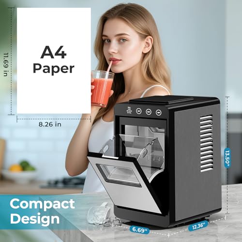 Image of Antarctic Star Countertop Ice Maker Compact Ice Machine | 2 Sizes, 8 Ice Cubes In 6 Mins, Ice Production 26lbs /24H, Portable Self-Cleaning Function, Touch Display, Built-In Blue Light