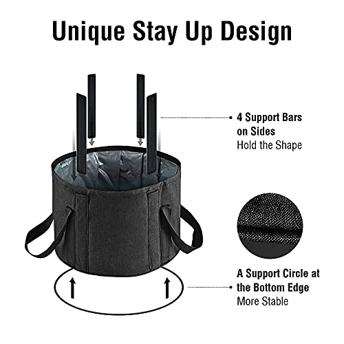 Beinilai 20L Collapsible Bucket Foot Bath Basin, Portable Foot Soak Tub With Handle, Foot Tub For Soaking Feet, Multi Functions For Travel Foot Spa, Camping Washing, Storage Bucket, Black #TOP1