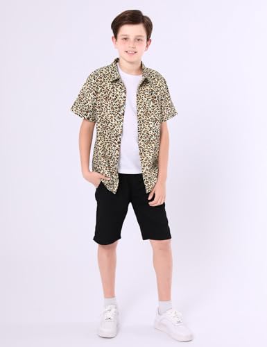 Image of COSLAND Boys' Animal Print Hawaiian Shirt Kids' Novelty Button Down Shirt, X-Small-Large