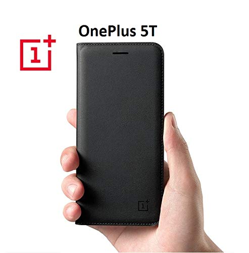 PU Smart Leather Flip Case Cover With For OnePlus 5T (1+5T) Mobile Phone 2017 (Black)