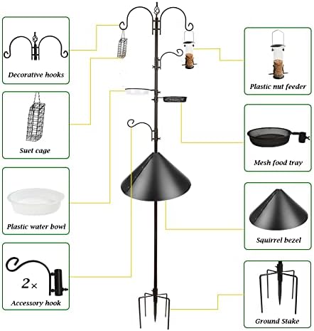Urban Deco Bird Feeding Station with Squirrel Baffle Heavy Duty Hanging Feeder Station Kit
