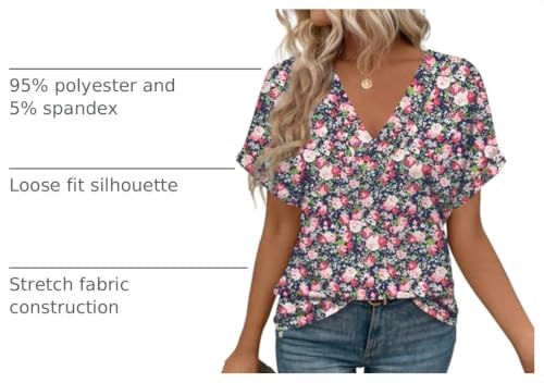 Image of T Shirts Short Sleeve V Neck Tees Womens Tops Beach Vacation Fashion Clothes 2026 Casual Summer Spring Fall Outfits