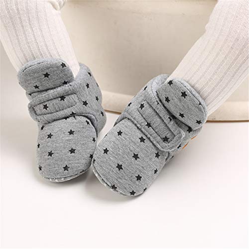 Cosankim Baby Booties Newborn Boys Girls Fleece Boots Non Slip Grippers Stay On Slipper Socks Infant First Walker Winter Warm Crib Shoes (12-18 Months Toddler, 05 Dark Grey) #TOP1