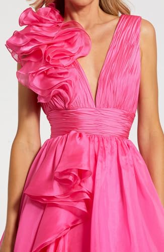 Ruffles Chiffon Prom Dresses Backless Deep V Neck Pleated Formal Evening Dresses for Women2
