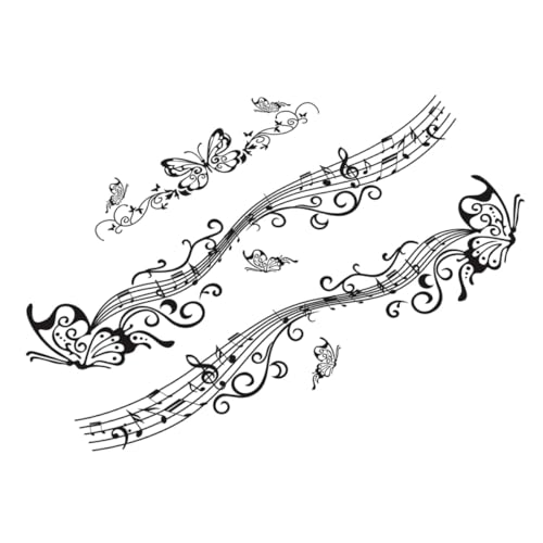 Autocollants de carrosserie voiture en PVC noir à motif de notes de musique, lot de 3 pièces