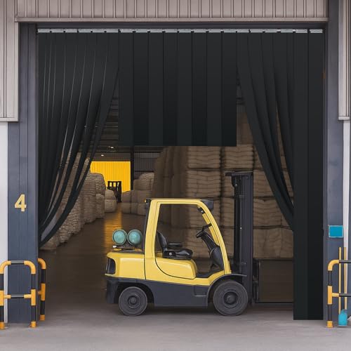 Image of Juexica 96 x 96 Inch Black PVC Strip Door Curtain Kit, Heavy Duty Waterproof Door Curtain for Walk-in Cooler, Freezer, Warehouse & Garage, Hurricane Shutters, Energy Saving and Easy Install(Black)