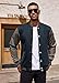 COOFANDY Mens Fashion Varsity Jackets Leather Sleeve Slim Fit College Baseball Letterman Bomber Coat Navy-Grey X-Large