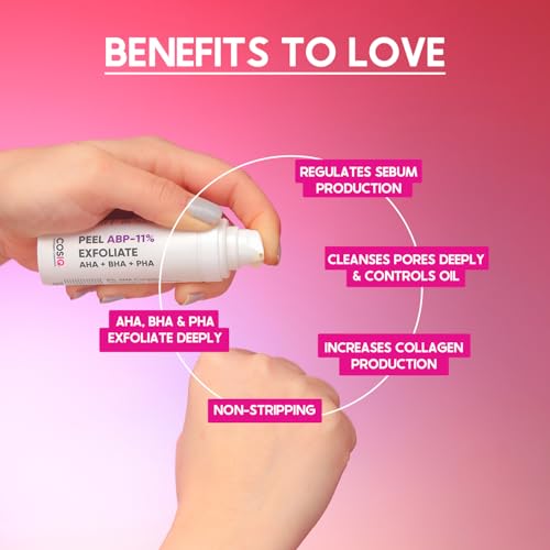 Image of Cos-IQ ABP11% (6% AHA + 1% BHA + 4% PHA) Peeling Solution Serum for Glowing Skin, Smooth Texture & Pore Cleansing | 11% AHA BHA PHA Peel For Beginners Friendly Exfoliation | 30ml