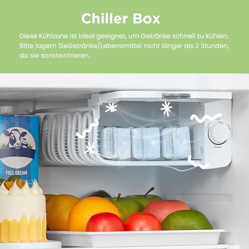 Comfee' RCD50RE2EURT(E) kleiner Kühlschrank, 47 Liter, Retro-Design, Mini-Kühlschrank mit Mono-Tür, einstellbarer Thermostat, leise, geeignet für Zuhause, Büro und Hotel, Rot [Energieklasse E]