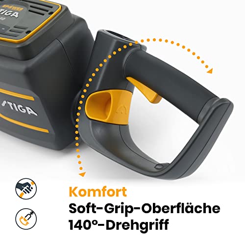 Foto von Stiga SHT 700 AE Akku-Heckentrimmer-Set, 140° drehbarer Griff, 56 cm Schnittbreite, 450 W, Inkl. C 415 S Single-Ladegerät und 48 V 2 Ah ePower E 420 Akku