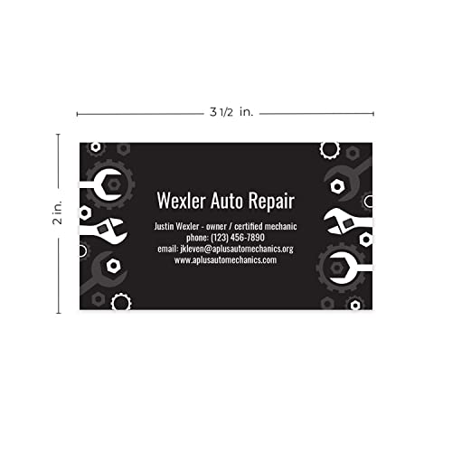 Automotive Repair Personalized Business Cards / 100 Custom Mechanic Business Cards / 2" x 3.5" Flat Service Garage Auto Body Small Business Card Pack/Made In The USA