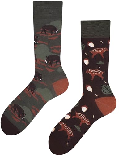 TODO Lustige Eber Socken Herren und Damen, Coole Socken Wildschwein in Eicheln Socken (43-46, Eber)