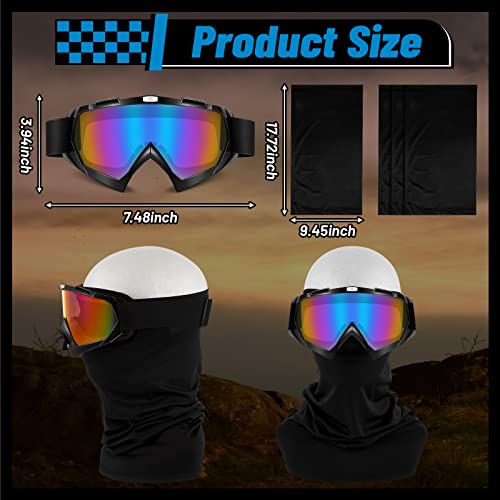 4 Pcs Motorcycle Dirt Bike Goggles For Men Women Windproof Adjustable Atv Goggles And 4 Pcs Neck Gaiter Breathable Face Cover Motorcycle Face Mask For Motocross Riding Cycling Hiking (Black) #TOP1