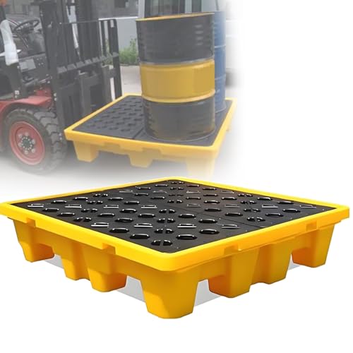 Plateau modulaire empilable Anti-déversement, Plateau étanche avec Maille antidérapante Amovible, fabriqué en polyéthylène Haute résistance, adapté au Stockage Industriel de liquides (60x60x
