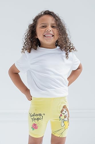 Disney Princess Princess Ariel Moana Princess Belle Toddler Girls 4 Pack Bike Shorts Green/Orange/Purple/Yellow 4T #TOP1