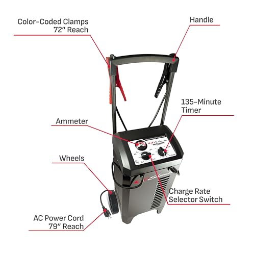 Schumacher Electric Wheeled Battery Charger and Engine Starter, SC1633, 2-in-1, Manual Timer Controlled, 200 Cranking Amps, 12 Volt, 24 Volt, for Car, SUV, Truck, and Marine Batteries by Schumacher Electric - Image 6