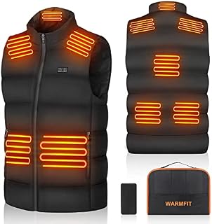 WARMFIT Rechargeable Heated Vest with Battery Pack for Men Women,3 Heating Levels 8 Heating Zones Lightweight Warming Jacket