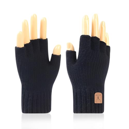QYJMLH Guanti Senza Dita, Mezze Dita,Termici Touch Screen,Guanti Invernali Caldi per Bici,Moto,Guida,Attività All'aperto,nero (18 * 13 * 2CM)
