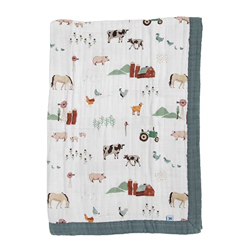 Image of Little Unicorn Newborn Receiving Quilt | Ultra- Soft, Multi-Layered Muslin Fabric | Gift for Newborns & on-The-go (Farmyard)