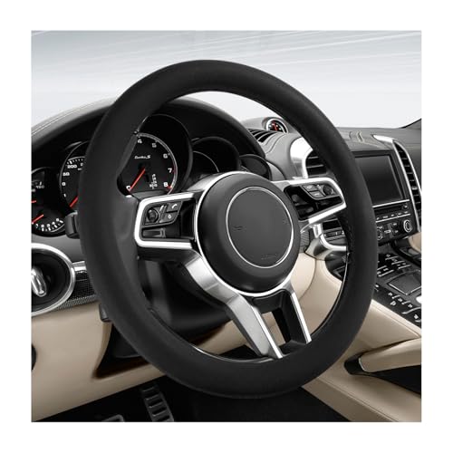 DXNQ Car Steering Wheel Cover 13 to 14.17 inches Anti-Slip Silicone Steering Wheel Protector Soft Flexible Shock-Absorbent Steering Wheel Protective Cover for Most Car Models (Black)