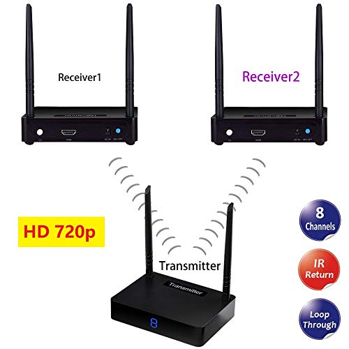 measy HD585-2 El Kit de transmisor y Receptor hdmi inalámbrico admite 1x2 hasta 350 m, incluidos 2 receptores