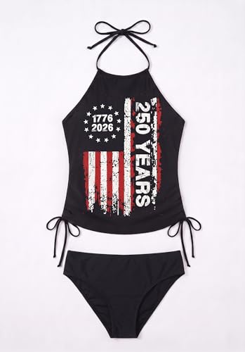 Image of Womens Two-Piece Tankini Set Cow Skull with Leopard Print Sets Swimwear Tankini Top Sets Swimwear
