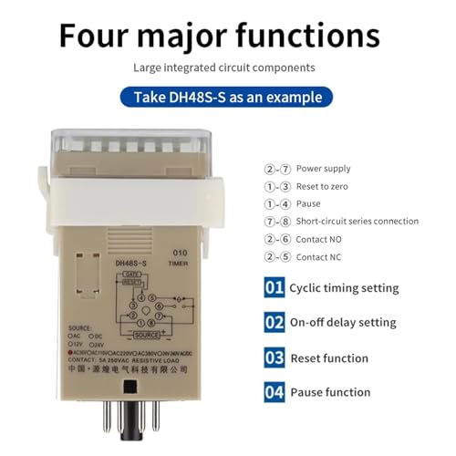 Minuteur programmable numérique DH48S double temporisation AC220V à écran LED - 3