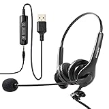 AUSDOM BS01 USB Headset with Noise Cancelling Microphone, 3.5mm Wired Computer Headphones Business Headset for Skype Webinar Cell Phone Office Call Center Work at Home Video Conference Laptop PC VOIP