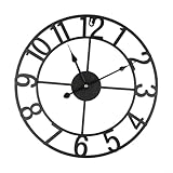 Orologio da parete vintage per esterni, per patio, portico o giardino, orologio decorativo in metallo resistente alle intemperie, con quadrante grande e funzionamento silenzioso, uso interno ed