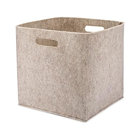 Parker Baby Felt Foldable Storage Cube Bin - 11 Inch Nursery Cubby Storage Bin Cubes for Cube Organizer, Closet Organizers and Storage Toy Bin, Rope Baskets Bins for Toy’s Storage - Oatmeal Cover