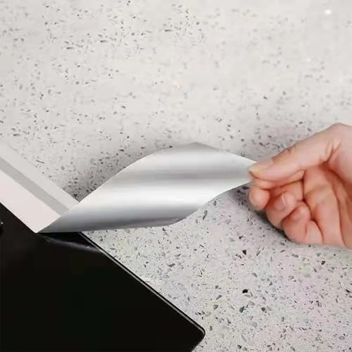 Image of Aluminum Foil Tape, Silver Waterproof Caulk Strip(1.18 inch x 32.8Ft) | Self Adhesive Waterproof Repair Duct Tape for Bathroom Toilet Kitchen Sink Basin Edge and Wall Sealing