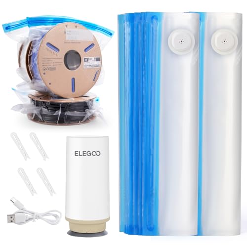 ELEGOO Filament Storage Bags Electric Pump Kit, 20 Reusable Bags(35x32cm) Vacuum Sealed with Auto Pump Humidity Resistant, for 3D Printer Filament Storage and Keep Filament Dry